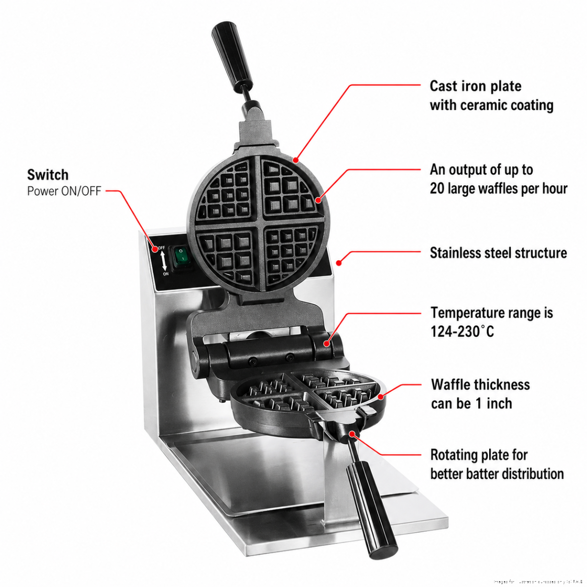 Benchstar Waffle Maker - WB-04A 2 Benchstar Waffle Maker - WB-04A - Image 2