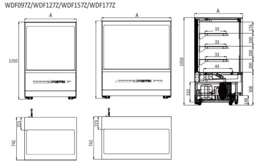 Atosa WDF097Z Upright Square Two Door Glass Cake Showcase - 373 Litres - Image 4