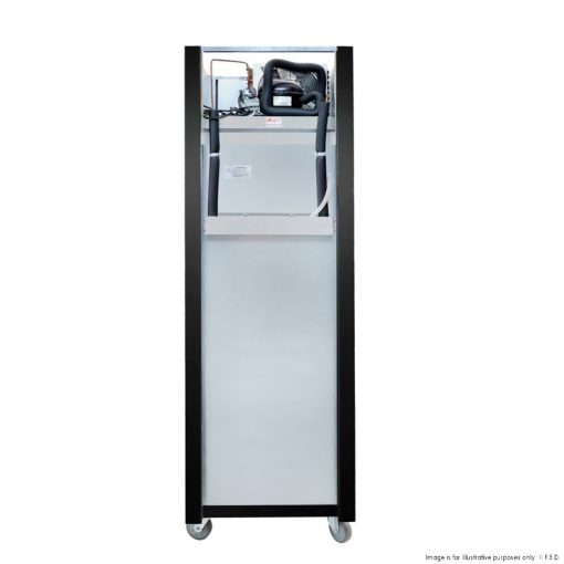 single glass door upright freezer black stainless steel sufg500b back