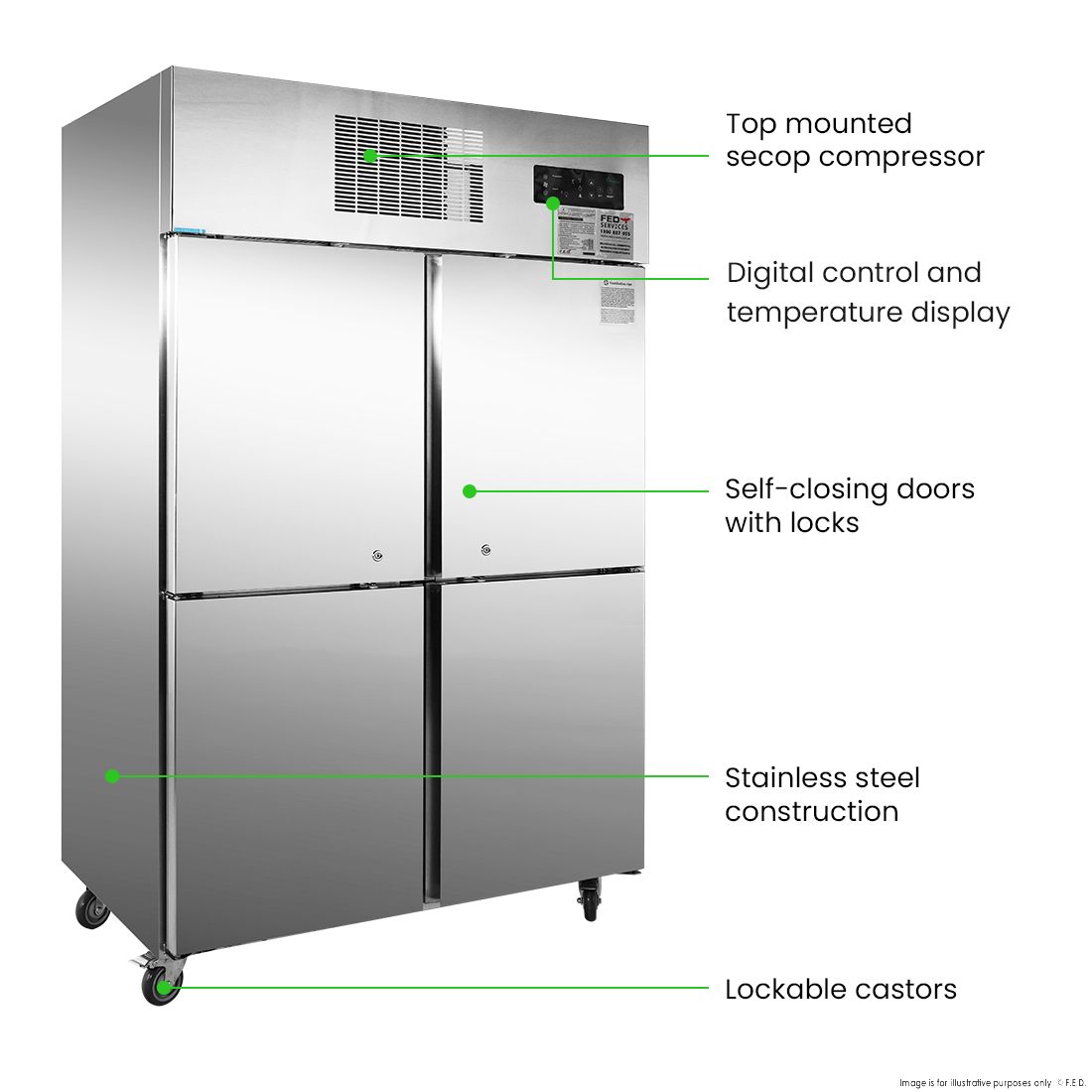 SUF1000 TROPICAL Thermaster 4 x Half door SS Freezer 3 SUF1000 TROPICAL Thermaster 4 x Half door SS Freezer - Image 3