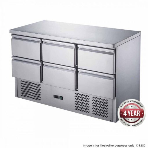 xgns1300 6d compact workbench fridge left angled
