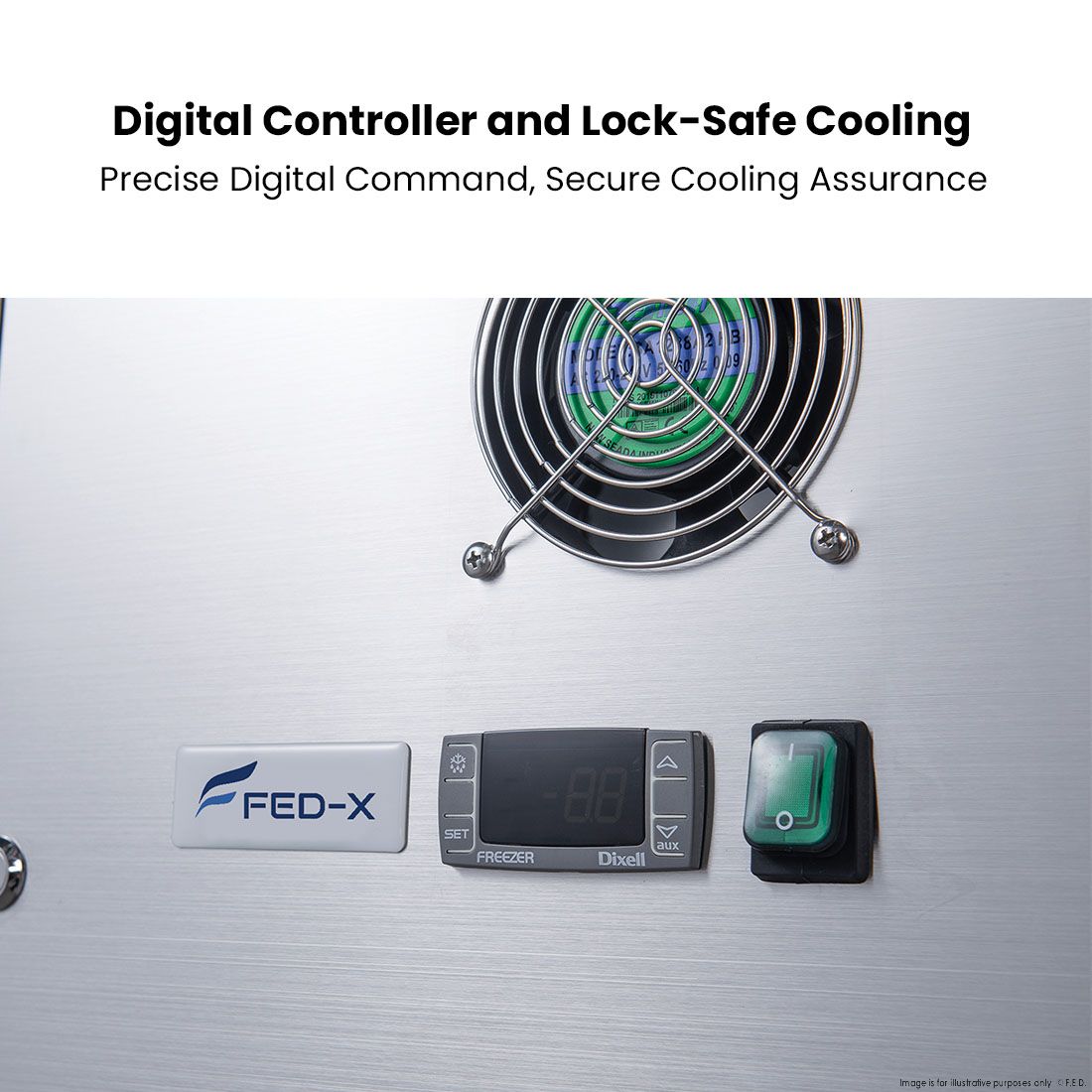 FED-X Stainless Steel Two Door Bench Fridge - XUB7C13S2V 2 FED-X Stainless Steel Two Door Bench Fridge - XUB7C13S2V - Image 2