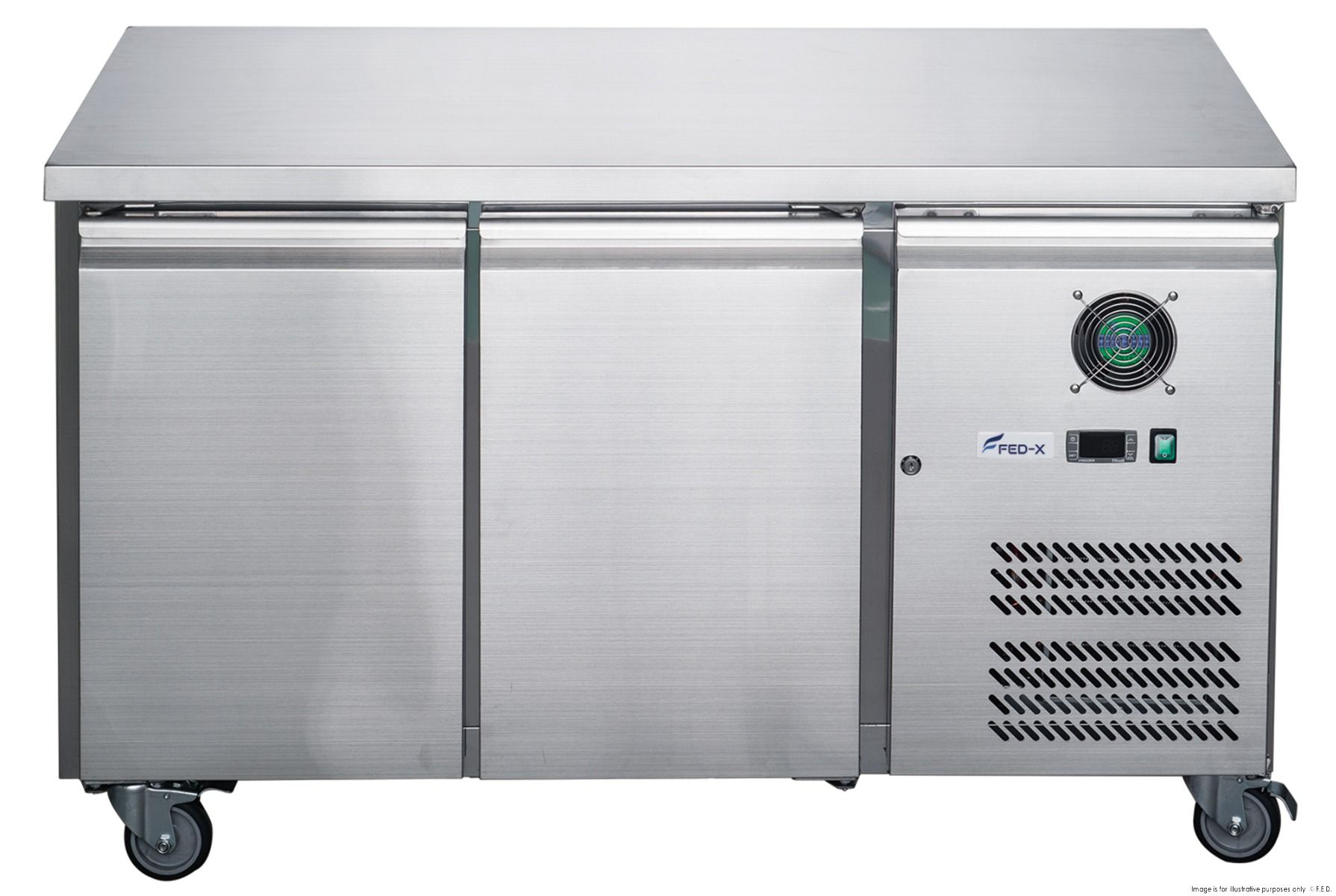 FED-X Stainless Steel Two Door Bench Fridge - XUB7C13S2V 1 FED-X S/S Two Door Bench Fridge - XUB7C13S2V