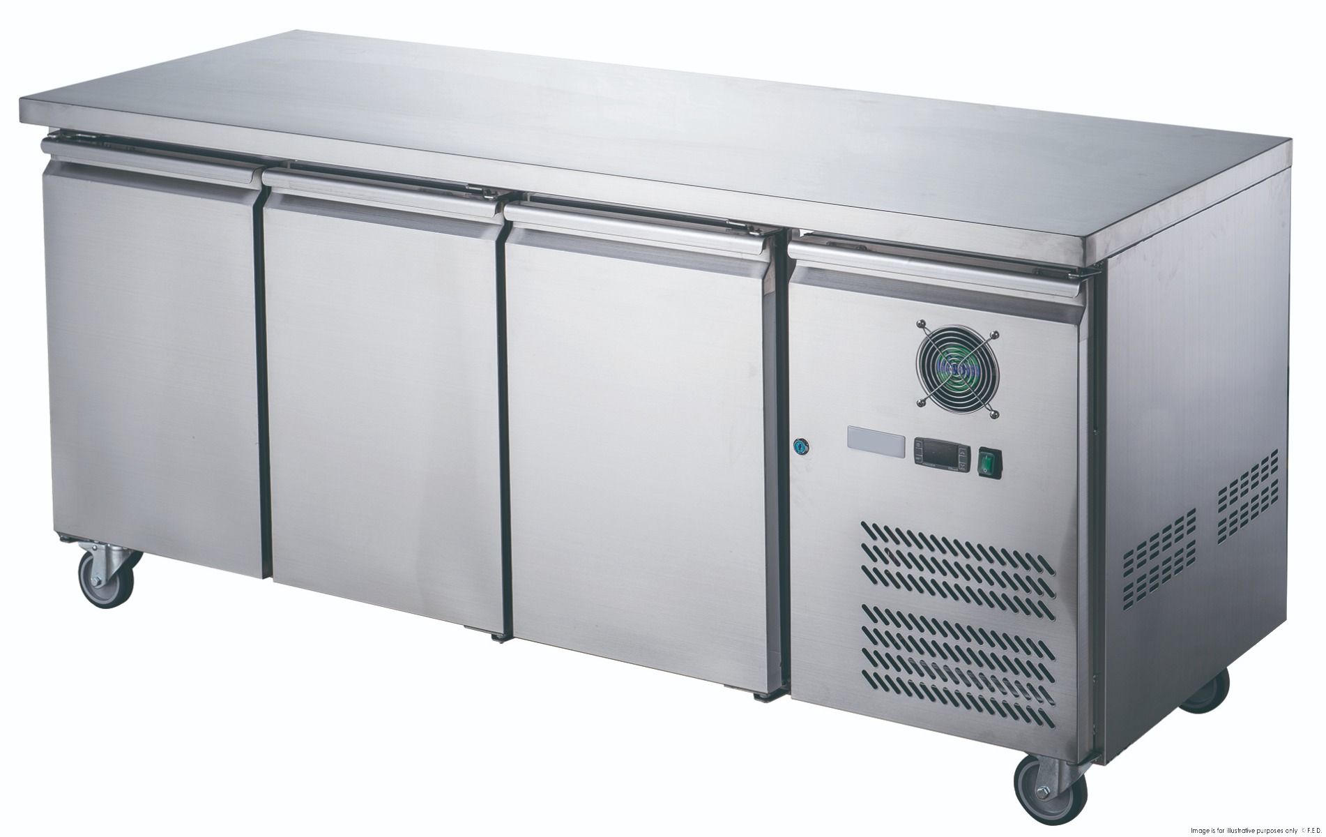 FED-X Stainless Steel Three Door Bench Freezer - XUB7F18S3V 3 FED-X S/S Three Door Bench Fridge - XUB6C18S3V
