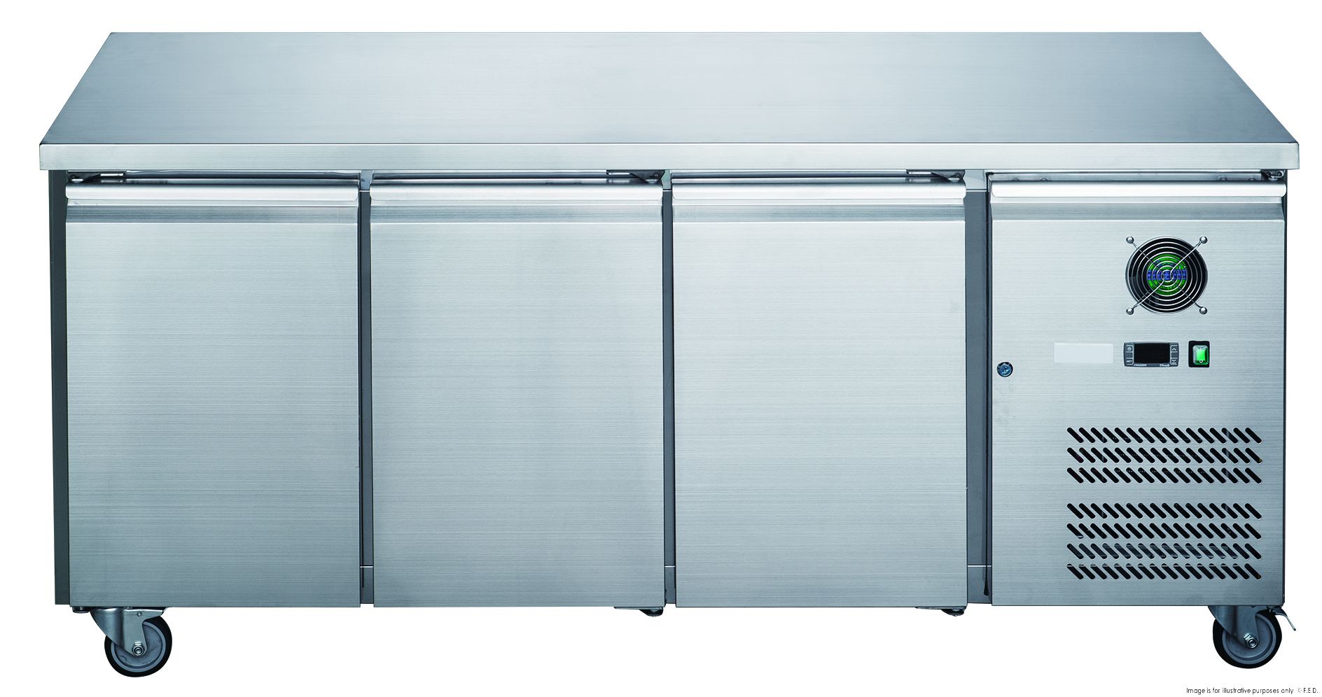 FED-X Stainless Steel Three Door Bench Freezer - XUB7F18S3V 1 FED-X Stainless Steel Three Door Bench Freezer - XUB7F18S3V