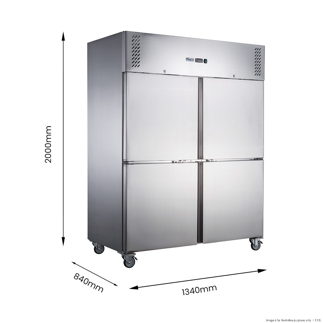 FED-X Stainless Steel Four Door Upright Fridge - XURC1200S2V 2 FED-X Stainless Steel Four Door Upright Fridge - XURC1200S2V - Image 2