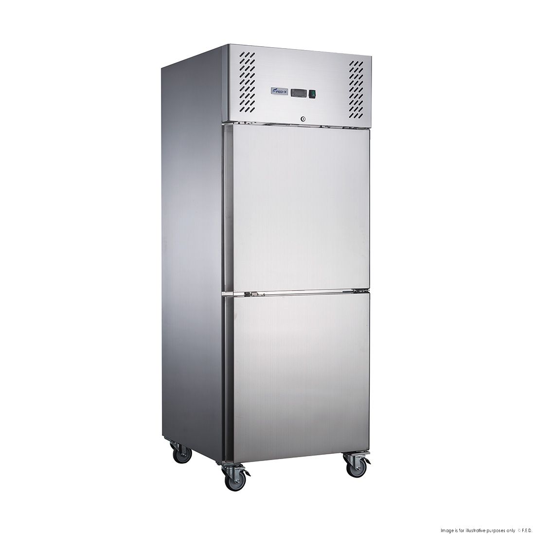 FED-X Stainless Steel Two Door Upright Freezer - XURF600S1V 2 FED-X Stainless Steel Two Door Upright Freezer - XURF600S1V - Image 2