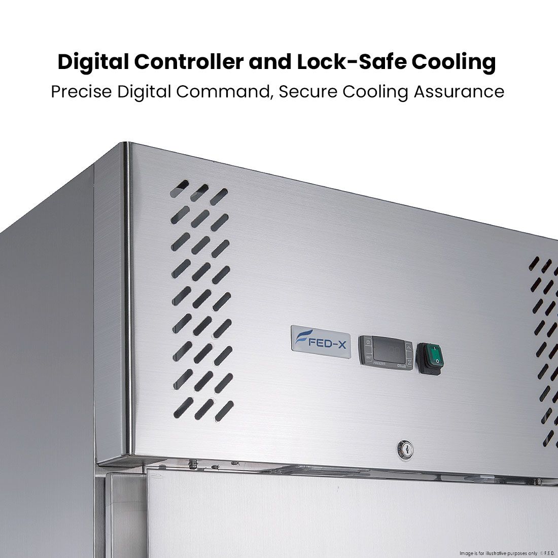 FED-X Stainless Steel Two Door Upright Freezer - XURF600S1V 5 FED-X Stainless Steel Two Door Upright Freezer - XURF600S1V - Image 5