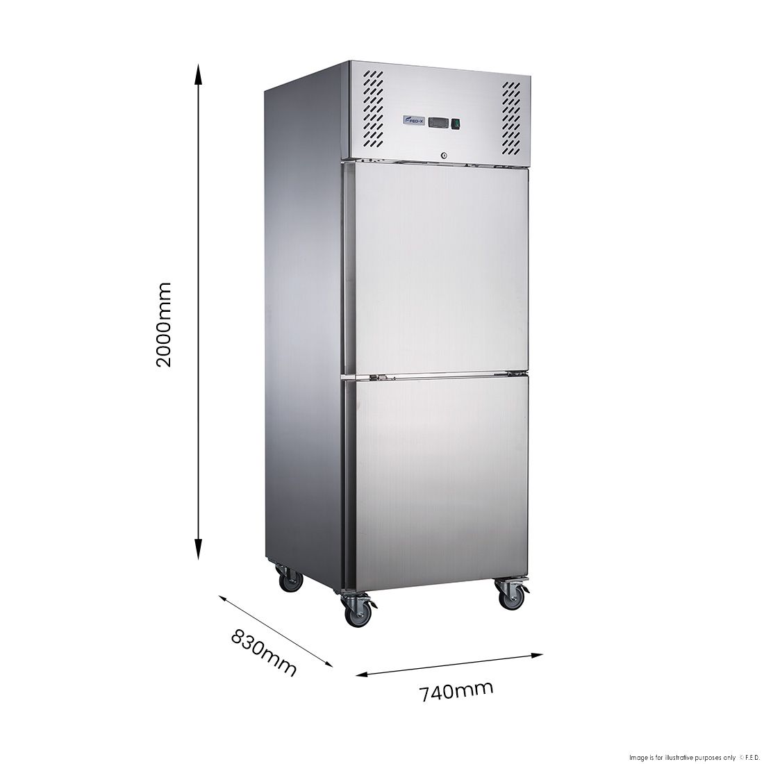 FED-X Stainless Steel Two Door Upright Fridge - XURC650S1V 2 FED-X Stainless Steel Two Door Upright Fridge - XURC650S1V - Image 2
