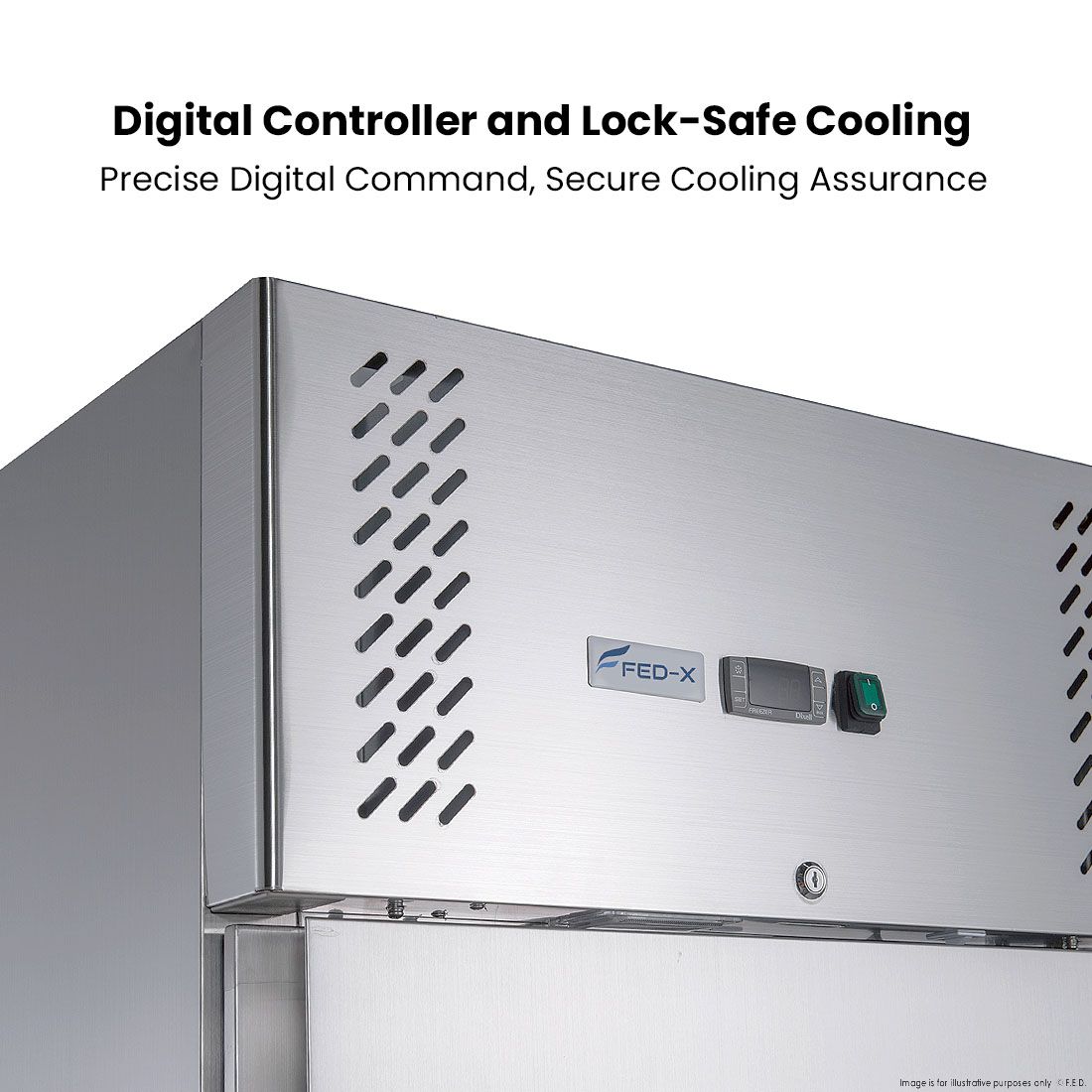FED-X Stainless Steel Two Door Upright Fridge - XURC650S1V 4 FED-X Stainless Steel Two Door Upright Fridge - XURC650S1V - Image 4