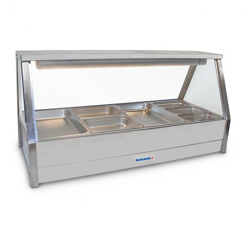 E24 Straight Double Row Hot Food Bar with various pans