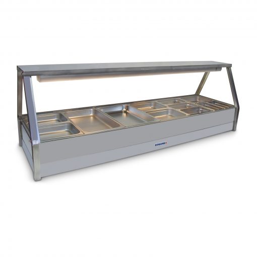 E26 Straight Double Row Hot Food Bar with various pans