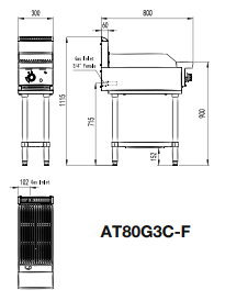 COOKRITE GAS 300mm CHARGRILL WITH STAND |AT80G3C-F 2 COOKRITE GAS 300mm CHARGRILL WITH STAND |AT80G3C-F - Image 2