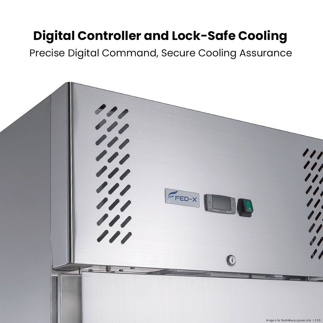 FED-X Stainless Steel Two Door Upright Freezer - XURF600S1V 4 FED-X Stainless Steel Two Door Upright Freezer - XURF600S1V - Image 4