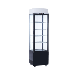 Exquisite CTD235 Black Four Sided Glass Upright Display Fridge