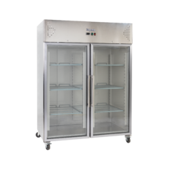 Exquisite GSC1410G Two Glass Doors Stainless Steel Upright Chiller – 1476 Litres