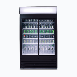 Upright Display Fridge – 945L – 2 Doors – Sliding – Flat Glass – Lightbox