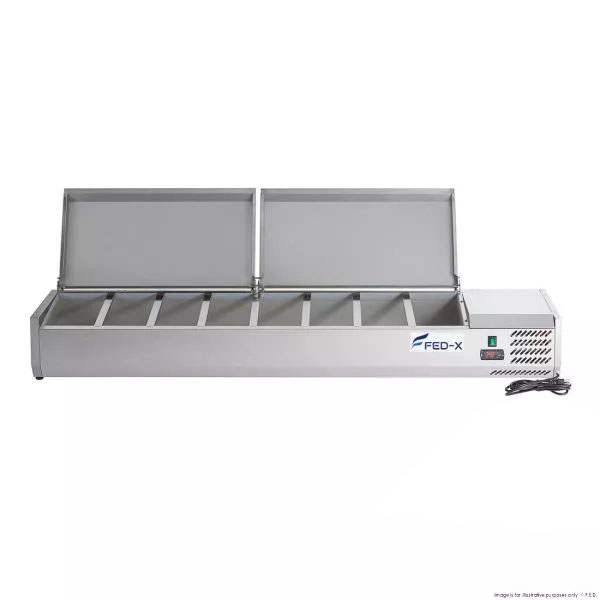 FED-X XVRX1800/380S Salad Bench with Stainless Steel Lid – 8 x 1/3GN