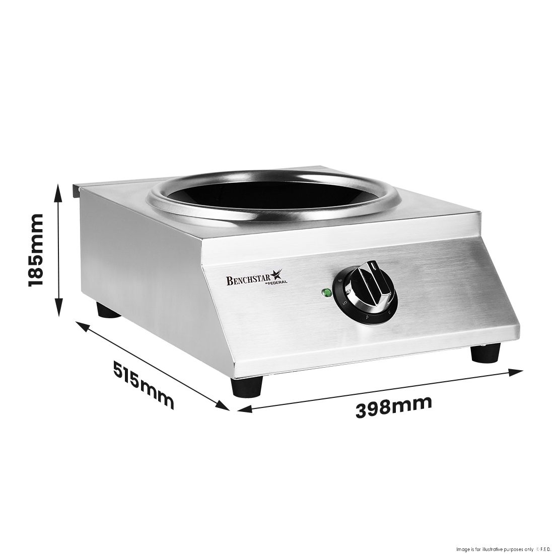 Benchstar Ceramic Induction Wok w/ Stainless Steel Body IW500 2 Benchstar Ceramic Induction Wok w/ Stainless Steel Body IW500 - Image 2