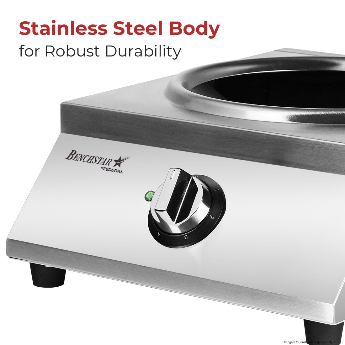Benchstar Ceramic Induction Wok w/ Stainless Steel Body IW500 5 Benchstar Ceramic Induction Wok w/ Stainless Steel Body IW500 - Image 5