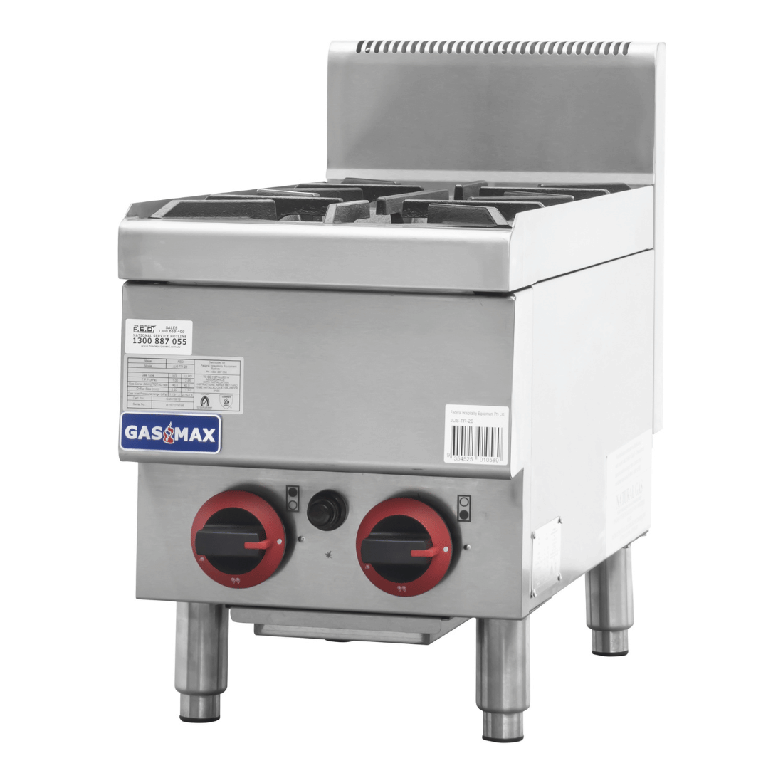 GASMAX JUS-TR-2B Benchtop Gas 2 Burner Cooktop w/ Splashback 2 GASMAX JUS-TR-2B Benchtop Gas 2 Burner Cooktop w/ Splashback - Image 2