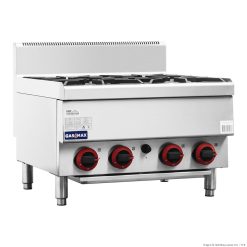 Gasmax Benchtop 4 Burner Cooktop w/ Splashback - JUS-TR-4B