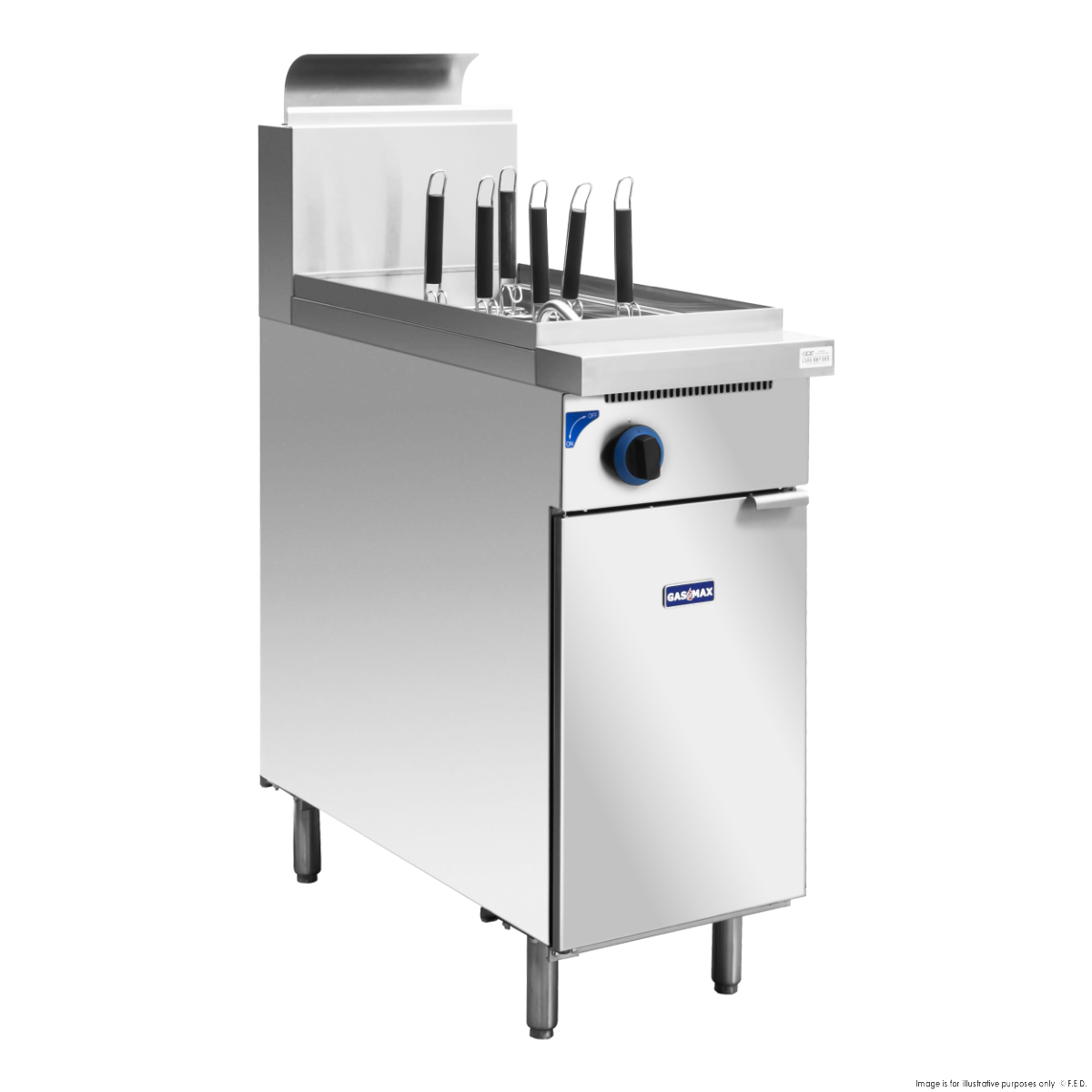 Gasmax PC150-6 V Pan Gas 6 Baskets Pasta And Noodle Cooker 1 Gasmax V Pan Natural Gas 6 Baskets Pasta and Noodle Cooker PC150-6