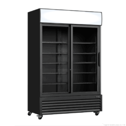 Thermaster Two Sliding Glass Door Colourbond Upright Drink Fridge Black - LG-1000SDBP