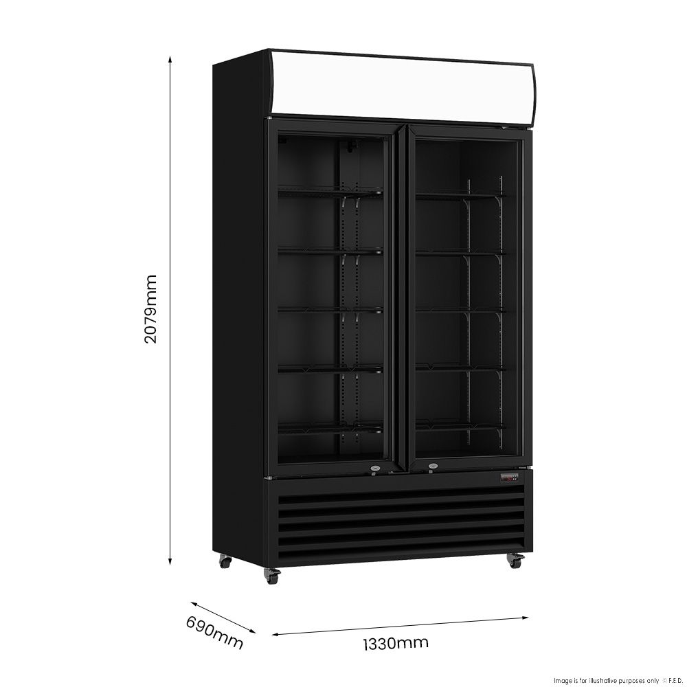 Thermaster Large Two Glass Door Colourbond Upright Drink Fridge - LG-1200BP 2 Thermaster Large Two Glass Door Colourbond Upright Drink Fridge - LG-1200BP - Image 2
