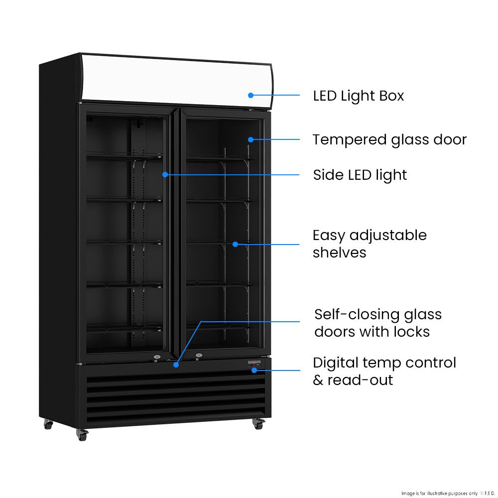 Thermaster Large Two Glass Door Colourbond Upright Drink Fridge - LG-1200BP 3 Thermaster Large Two Glass Door Colourbond Upright Drink Fridge - LG-1200BP - Image 3
