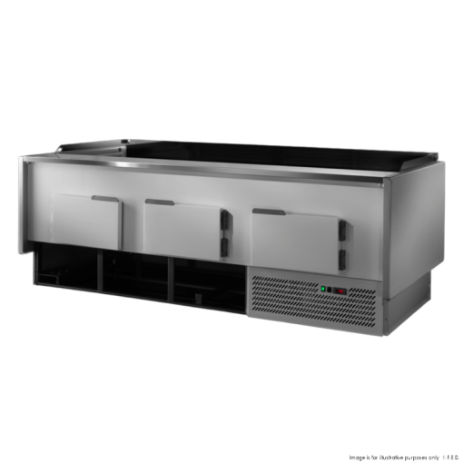 Tecnodom TDMR-0820SELF Serie MR80 Black 2000mm Self-serving Deli Display with Storage and Castors - Image 3