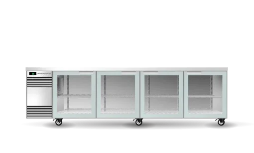 SKOPE CL.4.GSW BackBar 4 Glass Swing Door CounterLine Fridge Stainless Steel