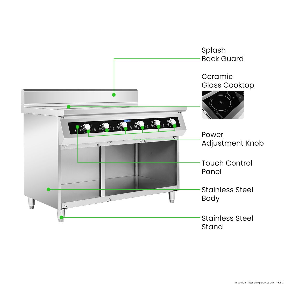 ElectMax 900 Series Induction 6 Burner Cooker with Splashback EIC9-1200P 3 ElectMax 900 Series Induction 6 Burner Cooker with Splashback EIC9-1200P - Image 3