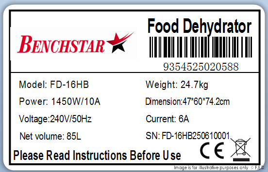 Benchstar Food Dehydrator with 16 trays – FD-16HB 12 Benchstar Food Dehydrator with 16 trays – FD-16HB - Image 12
