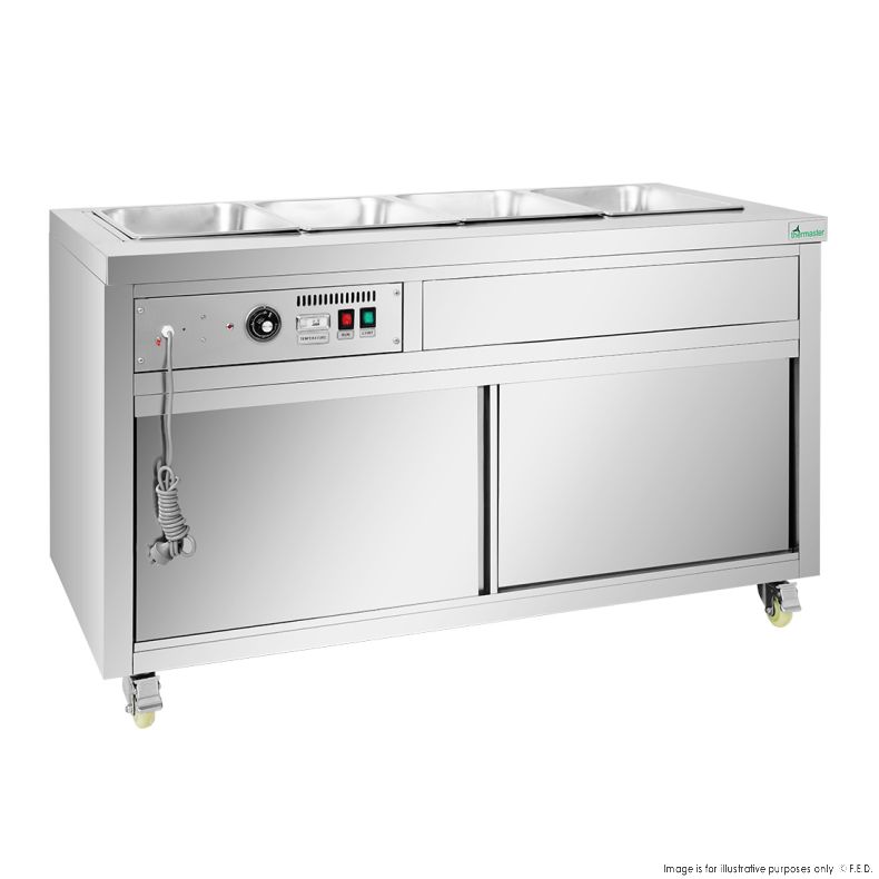 Thermaster Premium Wet and Dry Bain Marie Food Display 4x1/1 GN Pans PG150FE-XB 1 Thermaster Premium Wet and Dry Bain Marie Food Display 4x1/1 GN Pans PG150FE-XB