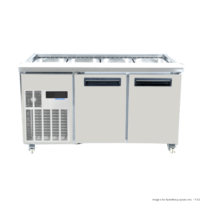 Thermaster Two Door Cold Bench Salad Station 4x1/1 GN Pans PG150FA-XB 1 Thermaster Two Door Cold Bench Salad Station 4x1/1 GN Pans PG150FA-XB