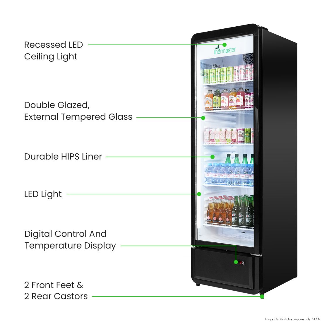Thermaster Upright Glass Door Beverage Fridge - SDC-343B 3 Thermaster Upright Glass Door Beverage Fridge - SDC-343B - Image 3