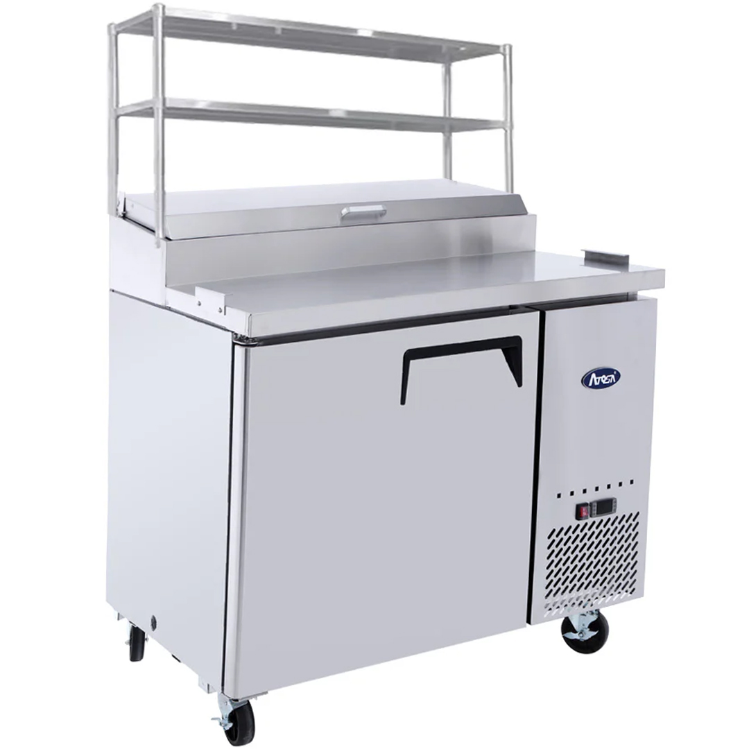 Atosa MPF8201OS 1 Door Pizza Prep Table Fridge With Over Shelf 1 Atosa MPF8201OS