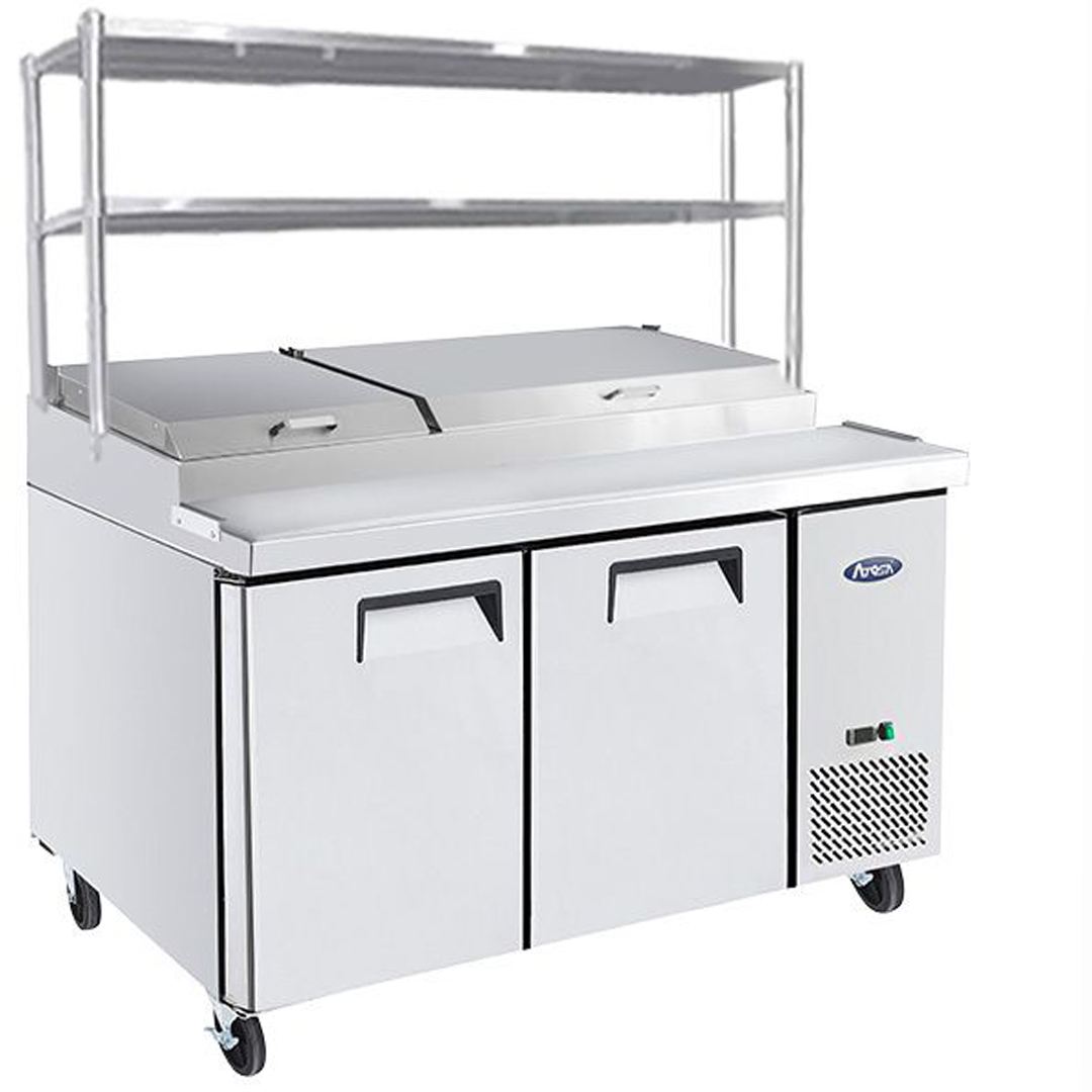 Atosa MPF8202OS 2 Door Pizza Prep Table Fridge With Over Shelf 1 Atosa MPF8202OS