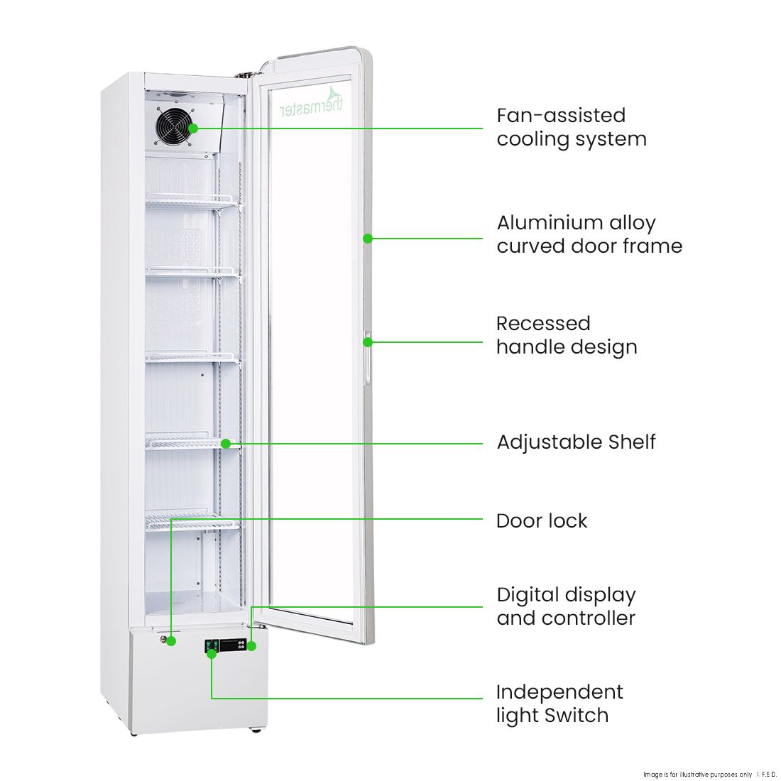 Thermaster SlimFit Upright Glass Door Beverage Fridge - LG166FA 2 Thermaster SlimFit Upright Glass Door Beverage Fridge - LG166FA - Image 2