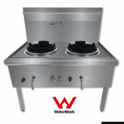 Gasmax Stainless Steel Waterless Nature Gas Double Wok Chimney Burner - WW-2NC