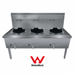 Home 1 Gasmax Stainless Steel Waterless Nature Gas Triple Wok Chimney Burner - WW-3NC